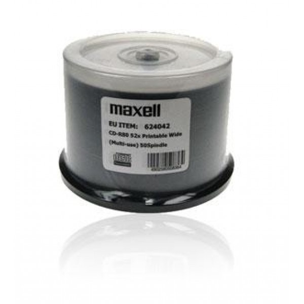 Maxell CD-R 80min 52X 50S Printable Wide Cake Box